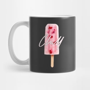 Chill Raspberry Popsicle Ice Cream on Stick with Pink Writing Mug